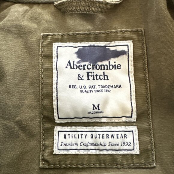 Abercrombie & Fitch Utility Outerwear Jacket Medium Military Green Hooded - Picture 10 of 13